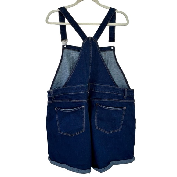 MODCLOTH Blue Dark Wash Bib Overall Jeans Shorts 1X - Picture 8 of 8